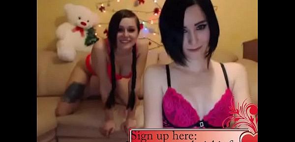  Two young sisters dance a striptease for you
